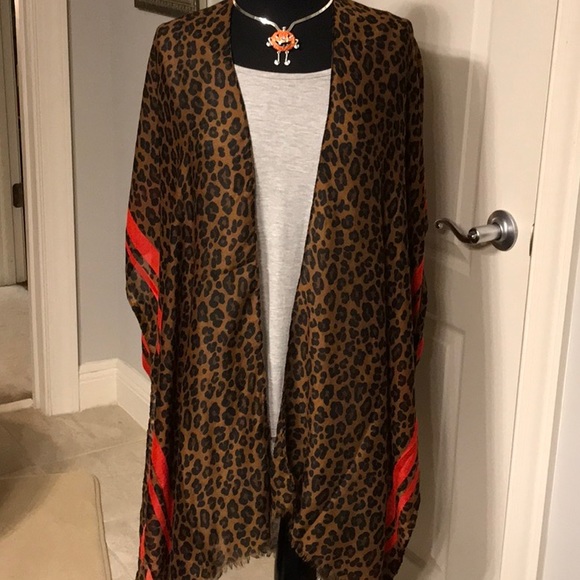 Jackets & Blazers - Animal Print with orange strips Cape.  One Size